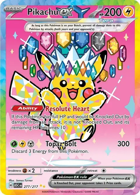 Pikachu ex Special Illustration Rare 277/217 from Ascended Heroes