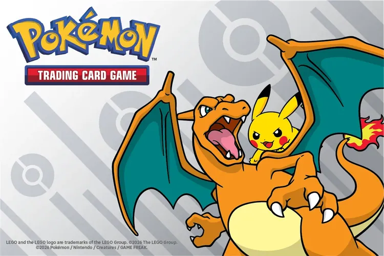 Five LEGO Pokémon TCG fan vote builds — Joltik, Gyarados, Mew, Rowlet, and Arceus