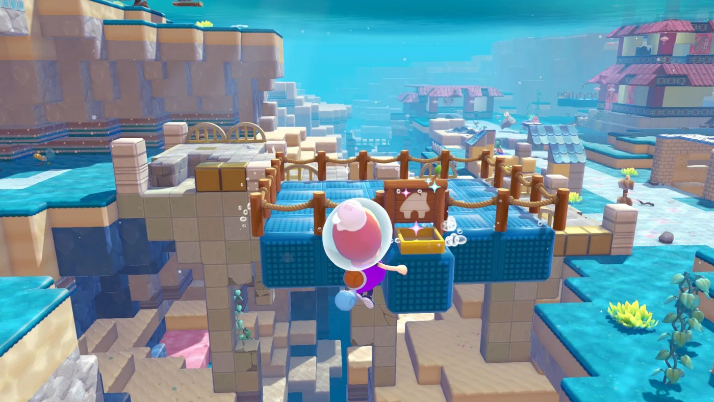 Buoyant blocks used to build a multi-level underwater structure