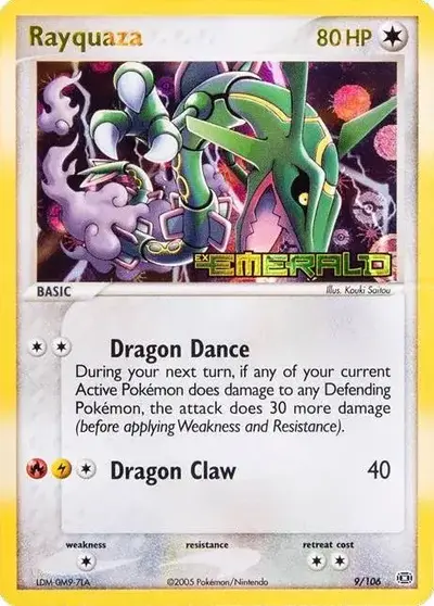 Rayquaza Reverse Holo Pokemon card EX Emerald 9/106