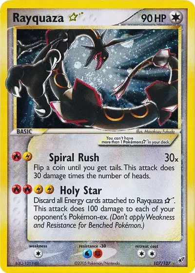 Rayquaza Gold Star Pokemon card EX Deoxys 107/107
