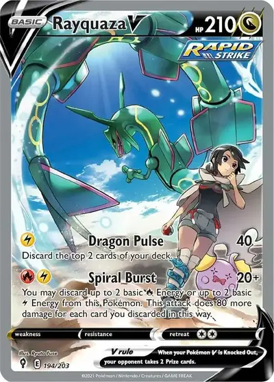 Rayquaza V Pokemon card Evolving Skies 194/203
