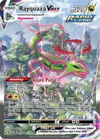 Rayquaza VMAX alternate art secret rare Pokemon TCG Evolving Skies 218/203