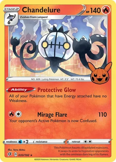 Trick or Trade stamped Chandelure 033/192 from Rebel Clash