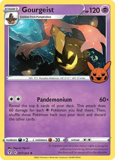 Trick or Trade stamped Gourgeist 077/203 from Evolving Skies