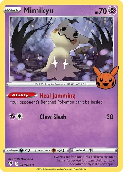 Trick or Trade stamped Mimikyu 081/189 from Darkness Ablaze
