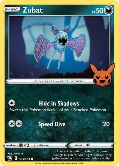 Trick or Trade stamped Zubat 089/163 from Battle Styles