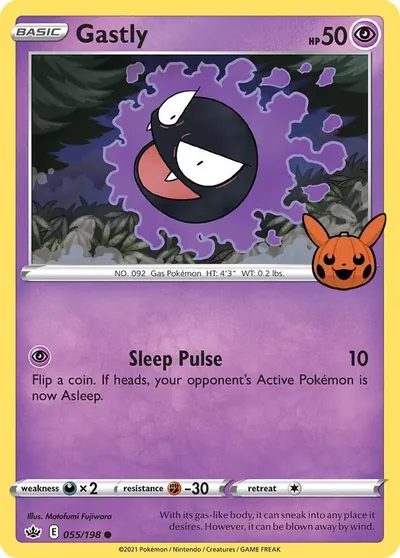 Trick or Trade stamped Gastly 055/198 from Chilling Reign
