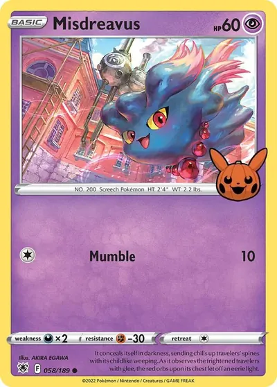 Trick or Trade stamped Misdreavus 058/189 from Astral Radiance