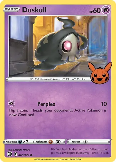 Trick or Trade stamped Duskull 060/172 from Brilliant Stars