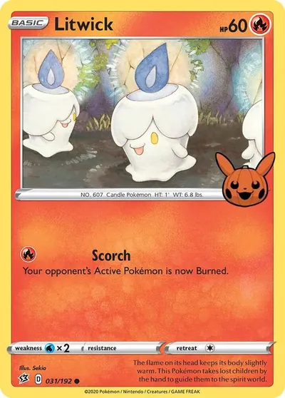 Trick or Trade stamped Litwick 031/192 from Rebel Clash