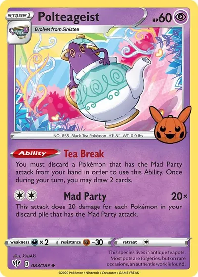 Trick or Trade stamped Polteageist 083/189 from Darkness Ablaze