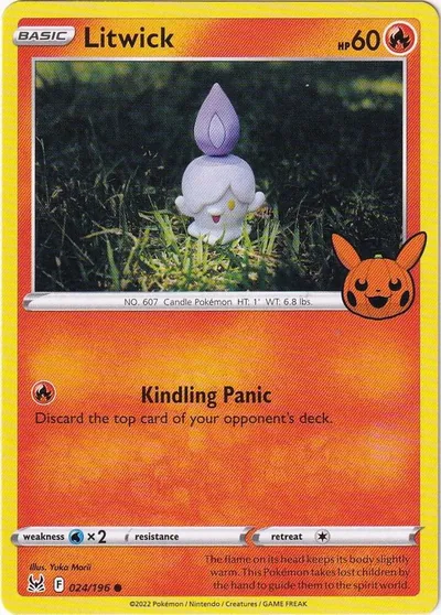 Trick or Trade stamped Litwick 024/196 from Lost Origin