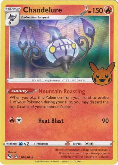 Trick or Trade stamped Chandelure 026/196 from Lost Origin