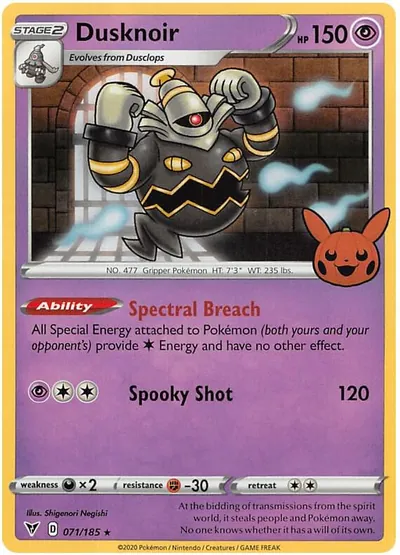 Trick or Trade stamped Dusknoir 071/185 from Vivid Voltage