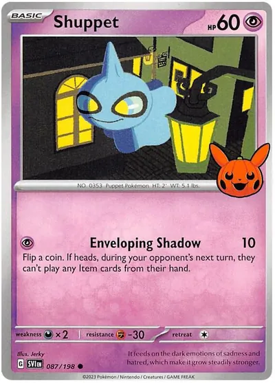 Trick or Trade stamped Shuppet 087/198 from Scarlet & Violet