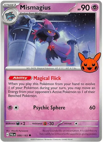 Trick or Trade stamped Mismagius 088/193 from Paldea Evolved