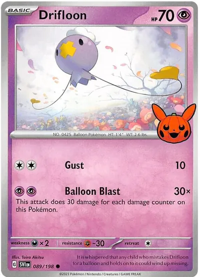 Trick or Trade stamped Drifloon 089/198 from Scarlet & Violet