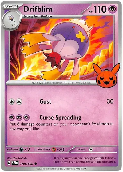 Trick or Trade stamped Drifblim 090/198 from Scarlet & Violet