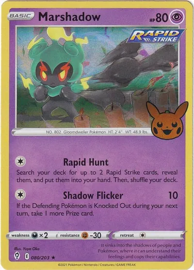 Trick or Trade stamped Marshadow 080/203 from Evolving Skies