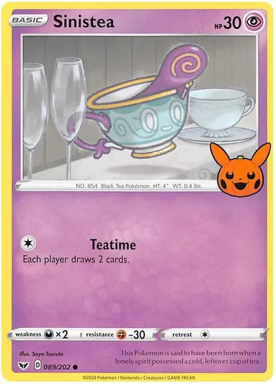 Trick or Trade stamped Sinistea 089/202 from Sword & Shield