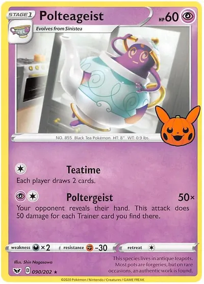 Trick or Trade stamped Polteageist 090/202 from Sword & Shield