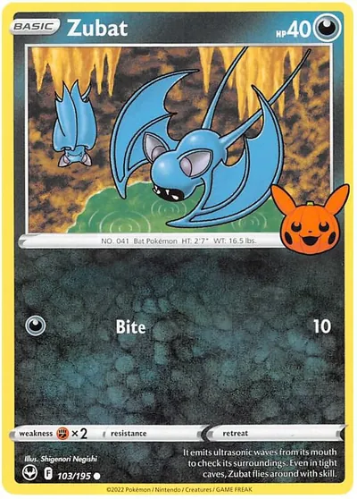Trick or Trade stamped Zubat 103/195 from Silver Tempest