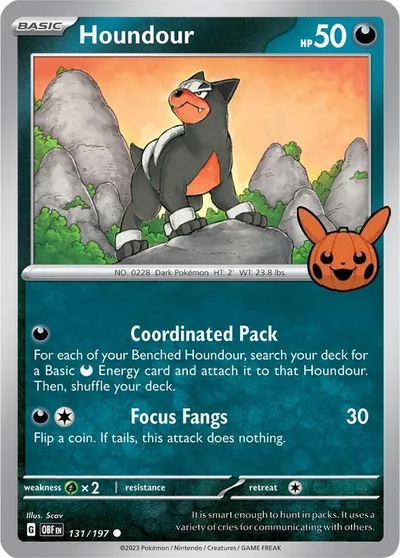 Trick or Trade stamped Houndour 131/197 from Obsidian Flames
