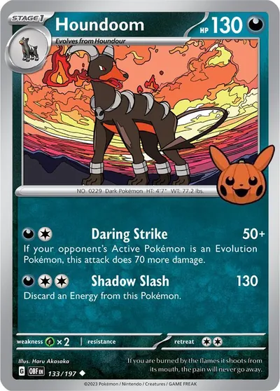 Trick or Trade stamped Houndoom 133/197 from Obsidian Flames