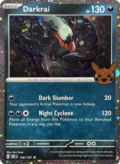 Trick or Trade stamped Darkrai 136/197 from Obsidian Flames