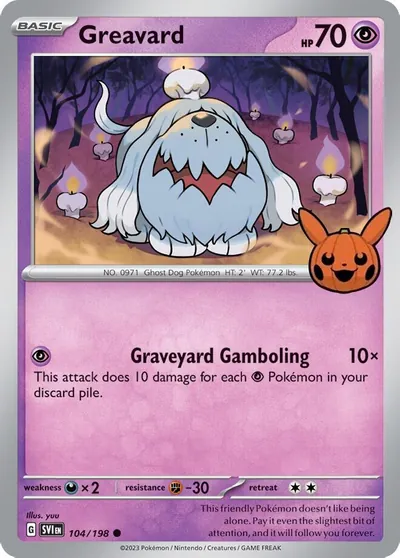 Trick or Trade stamped Greavard 042/091 from Paldean Fates
