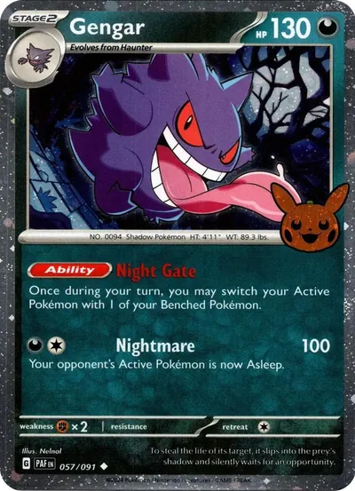 Trick or Trade stamped Gengar 057/091 from Paldean Fates