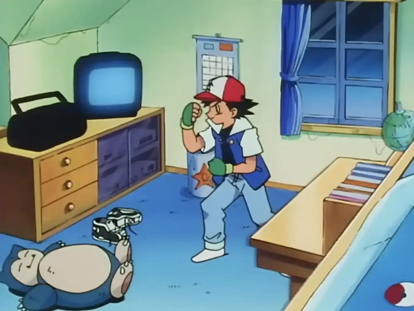 Ash Ketchum from the first Pokémon anime episode, 'Pokémon, I Choose You!'