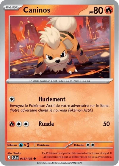 Growlithe &mdash; Delta Reign 018/103 (French scan)