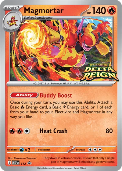 Magmortar prerelease promo &mdash; MEP 112, Delta Reign Build & Battle Box